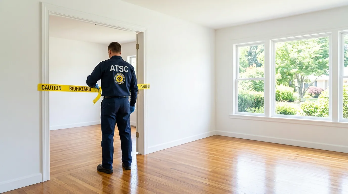 Certified biohazard cleanup crew performing Crime Scene Cleanup in Stoughton